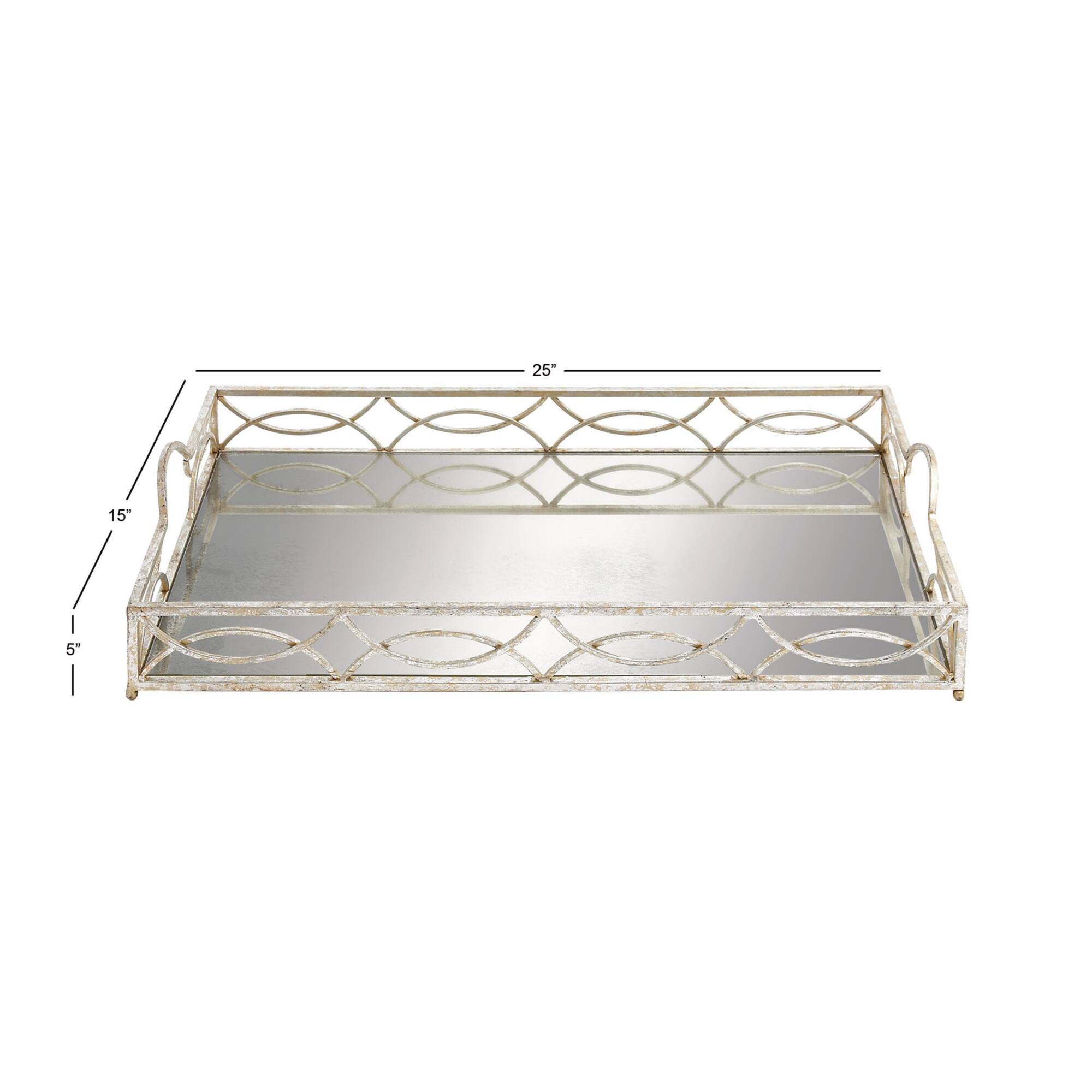 25'' Silver Metal Glam Tray